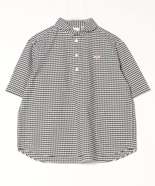 DANTON（ダントン）の「DANTON/ダントン　ラウンドカラープルオーバーショートスリーブシャツ　ROUND COLLAR P.O SHIRT SHORT SLEEVE （ウィメンズ） DT-B0283 OXP（シャツ/ブラウス・レディース・サックスブルー/ブラック・38）」の10枚目の写真