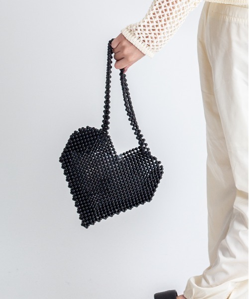 Rivel(リヴェル)の「【THE BAGMATI/ザ・バグマティー】グラスビーズバッグ ハート ハンドバッグ(トートバッグ・レディース・アイボリー/ブラック・FREE)」の2枚目の写真