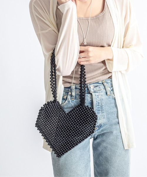 Rivel(リヴェル)の「【THE BAGMATI/ザ・バグマティー】グラスビーズバッグ ハート ハンドバッグ(トートバッグ・レディース・アイボリー/ブラック・FREE)」の18枚目の写真