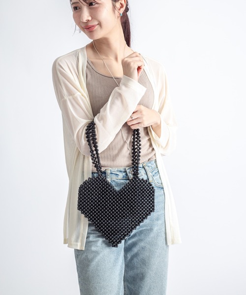 Rivel(リヴェル)の「【THE BAGMATI/ザ・バグマティー】グラスビーズバッグ ハート ハンドバッグ(トートバッグ・レディース・アイボリー/ブラック・FREE)」の19枚目の写真