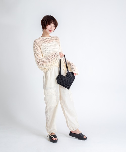 Rivel(リヴェル)の「【THE BAGMATI/ザ・バグマティー】グラスビーズバッグ ハート ハンドバッグ(トートバッグ・レディース・アイボリー/ブラック・FREE)」の6枚目の写真