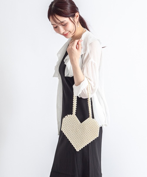 Rivel(リヴェル)の「【THE BAGMATI/ザ・バグマティー】グラスビーズバッグ ハート ハンドバッグ(トートバッグ・レディース・アイボリー/ブラック・FREE)」の8枚目の写真