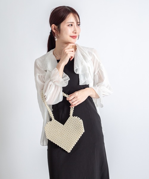 Rivel(リヴェル)の「【THE BAGMATI/ザ・バグマティー】グラスビーズバッグ ハート ハンドバッグ(トートバッグ・レディース・アイボリー/ブラック・FREE)」の7枚目の写真