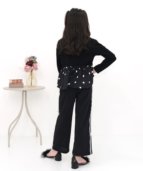 Bee des Bee（ビーデスビー）の「レースラインリボンパンツ（スウェットパンツ・キッズ・ブラック/杢グレー・110cm/120cm/130cm/140cm/150cm/100cm）」の6枚目の写真