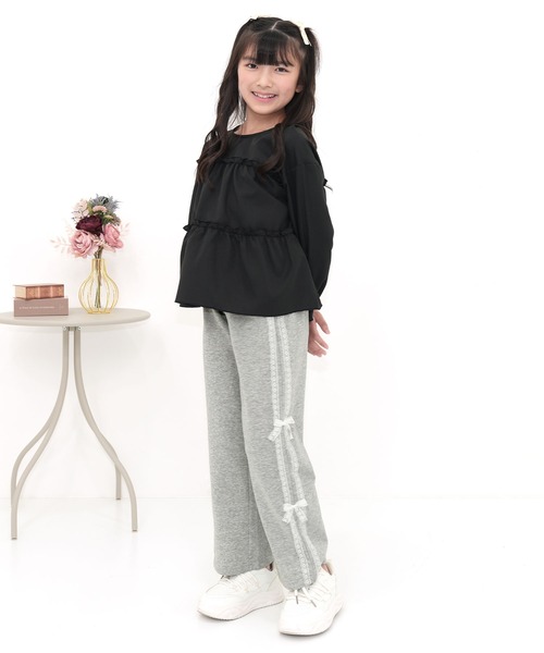 Bee des Bee（ビーデスビー）の「レースラインリボンパンツ（スウェットパンツ・キッズ・ブラック/杢グレー・110cm/120cm/130cm/140cm/150cm/100cm）」の11枚目の写真