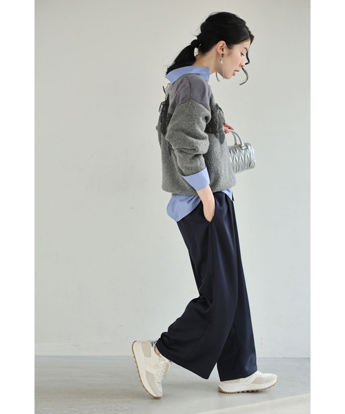 cawaii（カワイイ）の「ぐるりと囲む黒花レースのニットプルオーバートップス（ニット/セーター・レディース・グレー・FREE）」の15枚目の写真