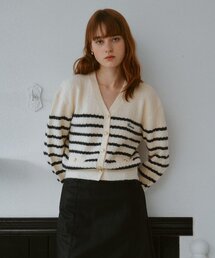 WOOL BLENDED STRIPE CARDIGAN IVORY