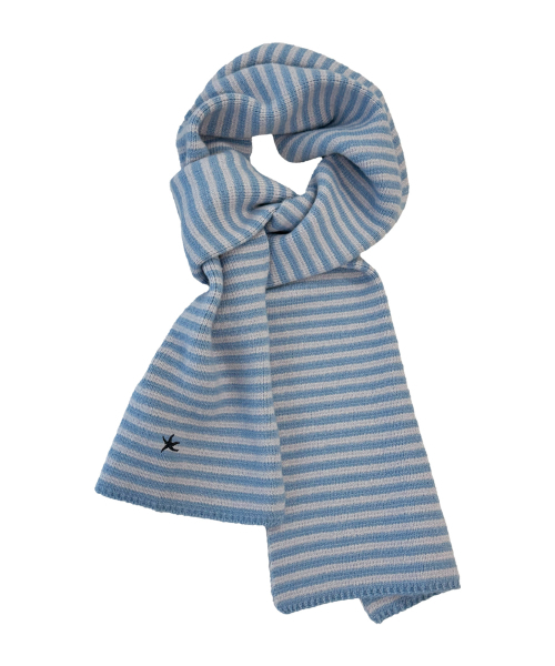 THECOLDESTMOMENT(ザコールデストモーメント)の「TCM mini logo stripe muffler (sky blue/grey)(マフラー・レディース・その他・ONE SIZE)」の2枚目の写真