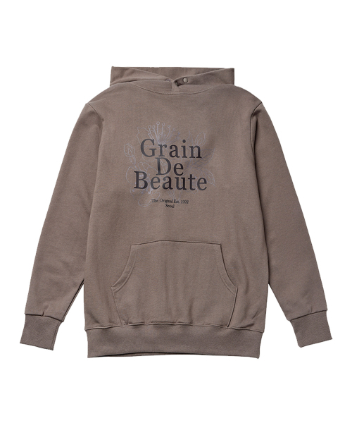 GRAIN DE BEAUTE（グランデボーテ）の「SIGNATURE HOODY [CHACOAL]（パーカー・レディース・チャコール・L/M/S）」の2枚目の写真