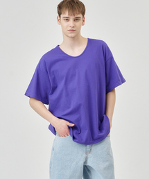 カン コットン オーバーサイズ 半袖Tシャツ パープル