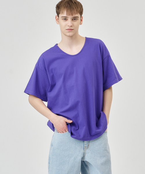 THE-ABON(エイボン)の「カン コットン オーバーサイズ 半袖Tシャツ パープル(Tシャツ/カットソー・メンズ・その他・M/L)」の1枚目の写真