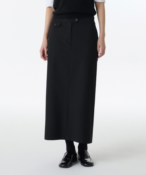 MUSINSA STANDARD WOMAN（ムシンサスタンダードウーマン）の「ウィメンズストレートマキシスカート[ブラック]（スカート・レディース・その他・LARGE/MEDIUM/SMALL/X-SMALL）」の3枚目の写真