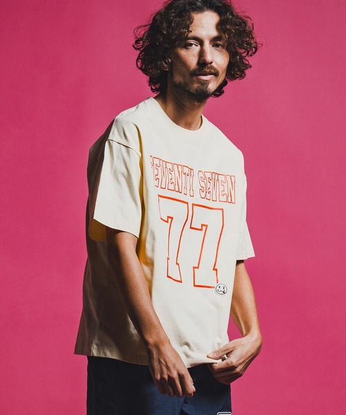 seventy seven(セブンティセブン)の「mt10175-middle onz S-S fine box t-shirt (77number) Tシャツ(7726S200)(Tシャツ/カットソー・メンズ・ホワイト/ブラック/アイボリー・XL/L/M/S)」の4枚目の写真