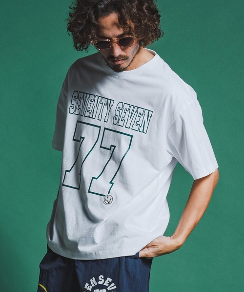 seventy seven(セブンティセブン)の「mt10175-middle onz S-S fine box t-shirt (77number) Tシャツ(7726S200)(Tシャツ/カットソー・メンズ・ホワイト/ブラック/アイボリー・XL/L/M/S)」の8枚目の写真