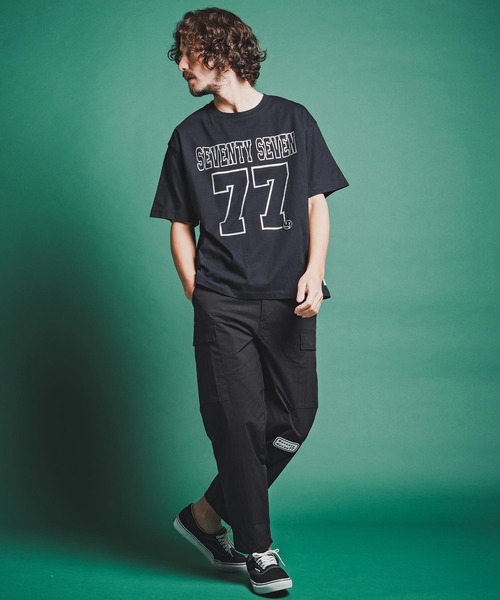 seventy seven(セブンティセブン)の「mt10175-middle onz S-S fine box t-shirt (77number) Tシャツ(7726S200)(Tシャツ/カットソー・メンズ・ホワイト/ブラック/アイボリー・XL/L/M/S)」の18枚目の写真