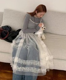 AsRiRe（アスリレイ）の「26ss チュールフリルティアードロングキャミワンピース（ワンピース）」