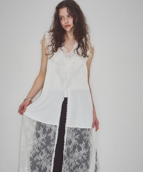 LA BELLE ETUDE(ラベルエチュード)の「ボタンディテールサテンレースキャミチュニック(シャツ/ブラウス・レディース・ホワイト/ブラック・FREE)」の20枚目の写真