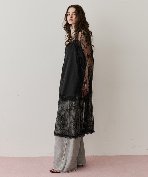 LA BELLE ETUDE(ラベルエチュード)の「ボタンディテールサテンレースキャミチュニック(シャツ/ブラウス・レディース・ホワイト/ブラック・FREE)」の5枚目の写真