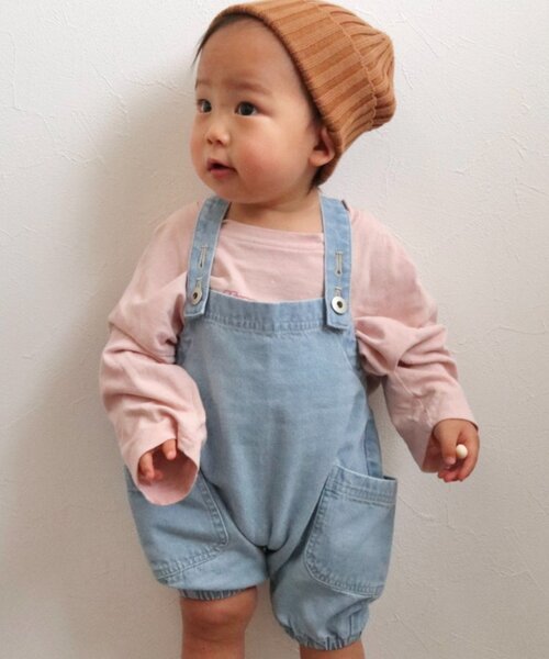 CIAOPANIC TYPY（チャオパニックティピー）の「【BABY】サラッと快適！カボチャデニムサロペロンパース（サロペット/オーバーオール・キッズ・ネイビー/サックスブルー・80）」の3枚目の写真