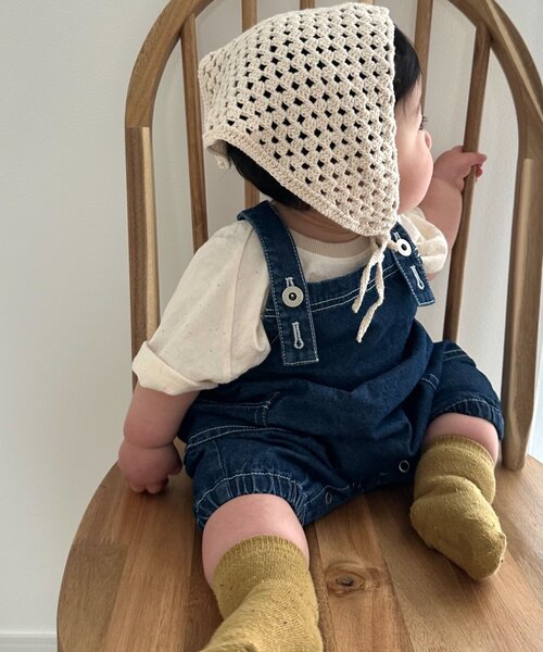 CIAOPANIC TYPY（チャオパニックティピー）の「【BABY】サラッと快適！カボチャデニムサロペロンパース（サロペット/オーバーオール・キッズ・ネイビー/サックスブルー・80）」の4枚目の写真