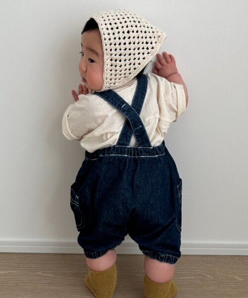 CIAOPANIC TYPY（チャオパニックティピー）の「【BABY】サラッと快適！カボチャデニムサロペロンパース（サロペット/オーバーオール・キッズ・ネイビー/サックスブルー・80）」の7枚目の写真