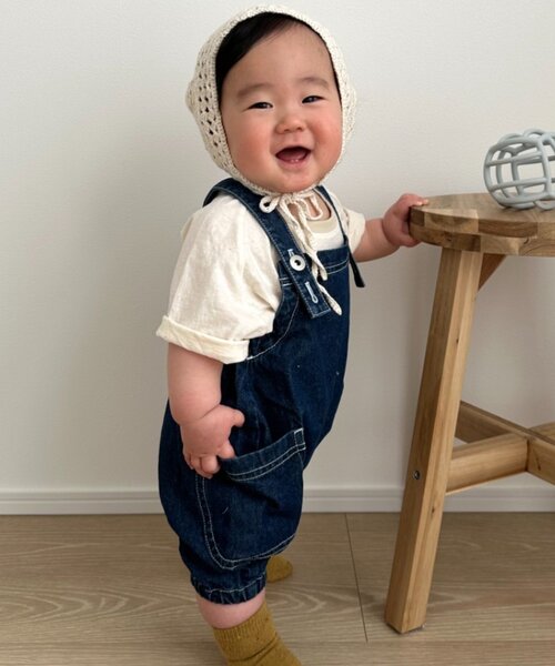 CIAOPANIC TYPY（チャオパニックティピー）の「【BABY】サラッと快適！カボチャデニムサロペロンパース（サロペット/オーバーオール・キッズ・ネイビー/サックスブルー・80）」の9枚目の写真