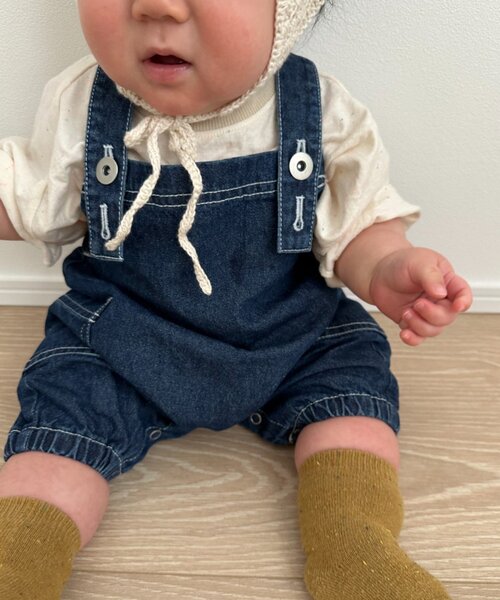 CIAOPANIC TYPY（チャオパニックティピー）の「【BABY】サラッと快適！カボチャデニムサロペロンパース（サロペット/オーバーオール・キッズ・ネイビー/サックスブルー・80）」の10枚目の写真