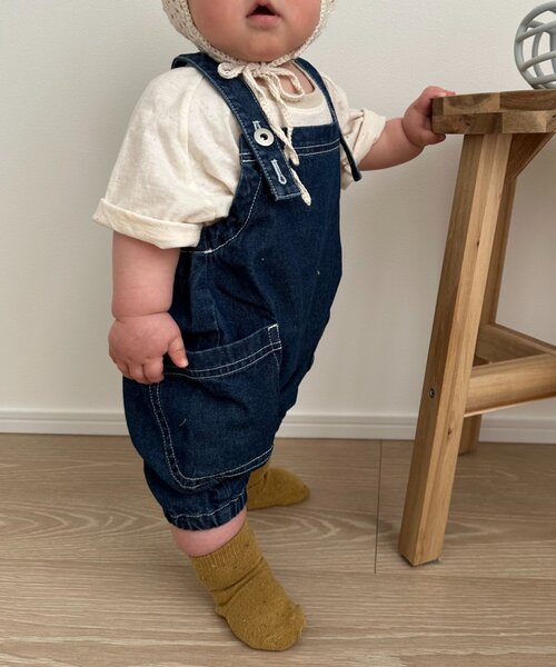 CIAOPANIC TYPY（チャオパニックティピー）の「【BABY】サラッと快適！カボチャデニムサロペロンパース（サロペット/オーバーオール・キッズ・ネイビー/サックスブルー・80）」の11枚目の写真