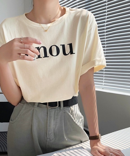Kuroba（クロバ）の「ロゴプリントTシャツ（Tシャツ/カットソー・レディース・ベージュ/ホワイト・FREE）」の11枚目の写真