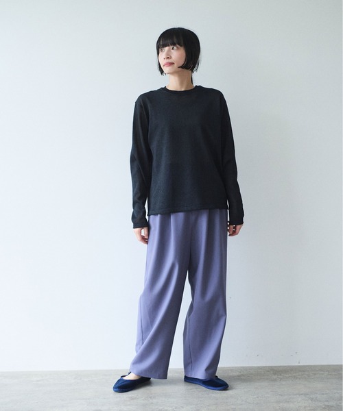 yuni（ユニ　）の「12G和紙/Polyester long sleeves knit Tshirt（ニット/セーター・レディース・ブラック/ブルー/ピンク/ホワイト・FREE）」の6枚目の写真