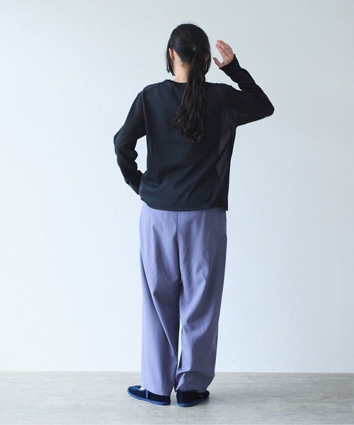 yuni（ユニ　）の「12G和紙/Polyester long sleeves knit Tshirt（ニット/セーター・レディース・ブラック/ブルー/ピンク/ホワイト・FREE）」の8枚目の写真