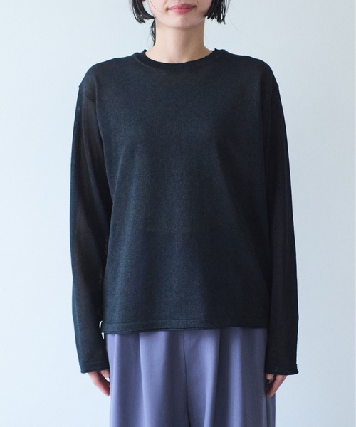 yuni（ユニ　）の「12G和紙/Polyester long sleeves knit Tshirt（ニット/セーター・レディース・ブラック/ブルー/ピンク/ホワイト・FREE）」の9枚目の写真