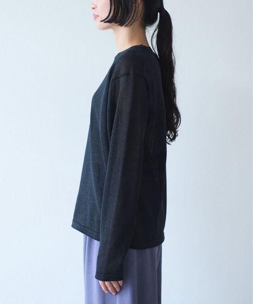 yuni（ユニ　）の「12G和紙/Polyester long sleeves knit Tshirt（ニット/セーター・レディース・ブラック/ブルー/ピンク/ホワイト・FREE）」の10枚目の写真