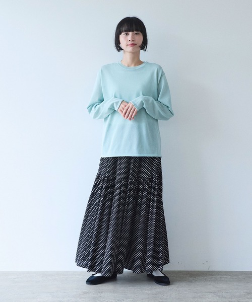 yuni（ユニ　）の「12G和紙/Polyester long sleeves knit Tshirt（ニット/セーター・レディース・ブラック/ブルー/ピンク/ホワイト・FREE）」の5枚目の写真