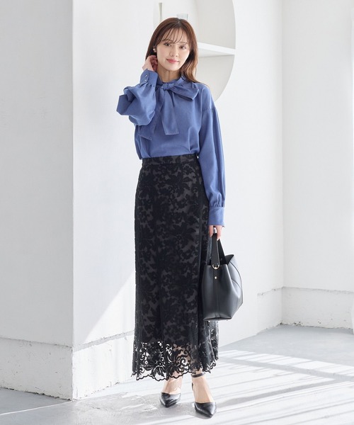 Andemiu（アンデミュウ）の「レースレイヤーマーメイドスカート639328（スカート・レディース・ブラック/アイボリー・SMALL/MEDIUM）」の10枚目の写真