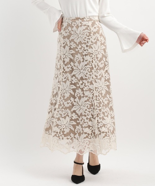 Andemiu（アンデミュウ）の「レースレイヤーマーメイドスカート639328（スカート・レディース・ブラック/アイボリー・SMALL/MEDIUM）」の5枚目の写真