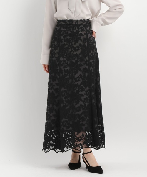 Andemiu（アンデミュウ）の「レースレイヤーマーメイドスカート639328（スカート・レディース・ブラック/アイボリー・SMALL/MEDIUM）」の6枚目の写真
