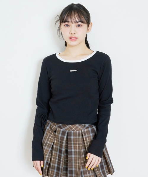 LOVETOXIC（ラブトキシック）の「【抗菌防臭】テレコ長袖T（Tシャツ/カットソー・キッズ・ブラック/オフホワイト/トップグレー・130cm/S:140cm/M:150cm/L:160cm）」の9枚目の写真