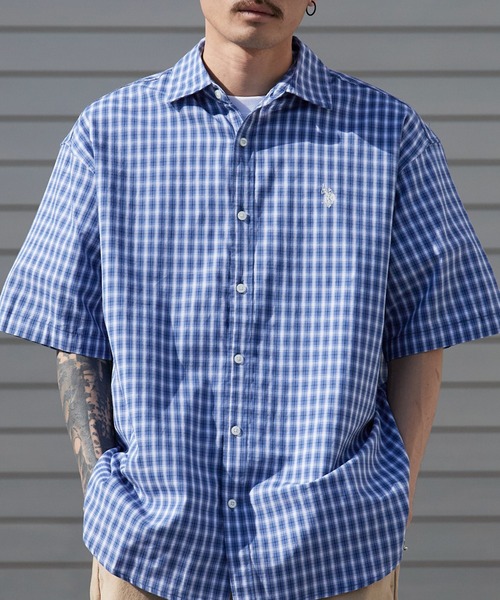 U.S. POLO ASSN.（ユーエスポロアッスン）の「U.S. POLO ASSN./ユーエスポロアッスン ブロードスモールチェック 半袖チェックシャツ 2026年春夏（シャツ/ブラウス・メンズ・グレー/ブルー/ライトグリーン/ベージュ・L/LL/M）」の4枚目の写真