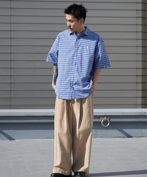 U.S. POLO ASSN.（ユーエスポロアッスン）の「U.S. POLO ASSN./ユーエスポロアッスン ブロードスモールチェック 半袖チェックシャツ 2026年春夏（シャツ/ブラウス・メンズ・グレー/ブルー/ライトグリーン/ベージュ・L/LL/M）」の5枚目の写真