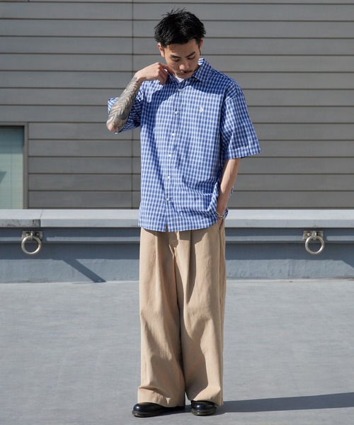 U.S. POLO ASSN.（ユーエスポロアッスン）の「U.S. POLO ASSN./ユーエスポロアッスン ブロードスモールチェック 半袖チェックシャツ 2026年春夏（シャツ/ブラウス・メンズ・グレー/ブルー/ライトグリーン/ベージュ・L/LL/M）」の6枚目の写真