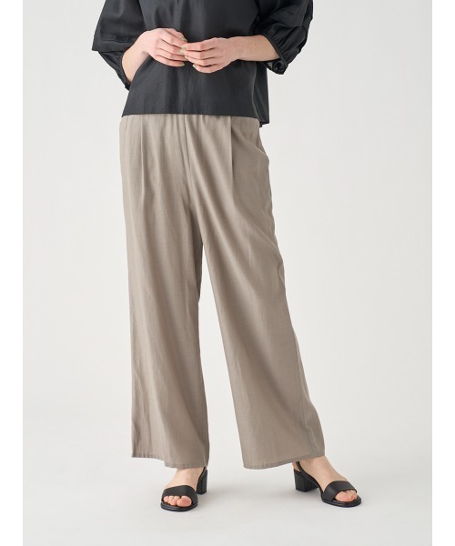JOHN SMEDLEY(ジョンスメドレー)の「キュプラコットン ギャザーイージーワイドパンツ(その他パンツ・レディース・モカ・2/1)」の2枚目の写真