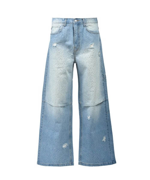 SCRIPT LOGO FADE RHINESTONE DENIM PANTS（デニムパンツ）｜BREATH