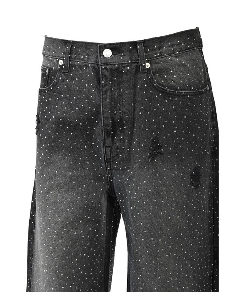 BREATH(ブレス)の「SCRIPT LOGO FADE RHINESTONE DENIM PANTS(デニムパンツ・メンズ・ライトブルー/ブラック・XX-LARGE/MEDIUM/SMALL/LARGE/X-LARGE)」の5枚目の写真