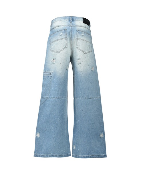 BREATH（ブレス）の「SCRIPT LOGO FADE RHINESTONE DENIM PANTS