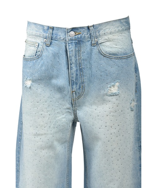 BREATH(ブレス)の「SCRIPT LOGO FADE RHINESTONE DENIM PANTS(デニムパンツ・メンズ・ライトブルー/ブラック・XX-LARGE/MEDIUM/SMALL/LARGE/X-LARGE)」の9枚目の写真