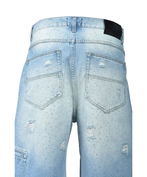 BREATH（ブレス）の「SCRIPT LOGO FADE RHINESTONE DENIM PANTS