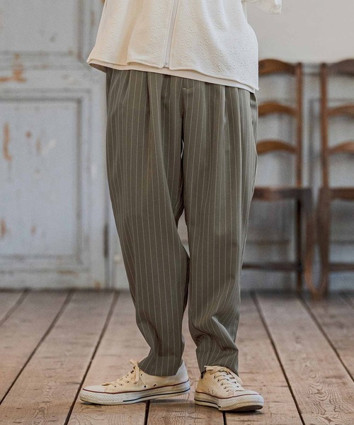 CAMBIO（カンビオ）の「mp14667-Classic Pinstripe Tapered Pants テーパードパンツ(S60326cmb)（スラックス・メンズ・ダークカーキ/ライトグレー/ブラック/グレイッシュベージュ・S/M/L）」の10枚目の写真