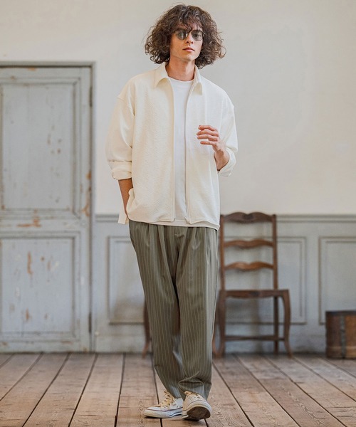 CAMBIO（カンビオ）の「mp14667-Classic Pinstripe Tapered Pants テーパードパンツ(S60326cmb)（スラックス・メンズ・ダークカーキ/ライトグレー/ブラック/グレイッシュベージュ・S/M/L）」の12枚目の写真