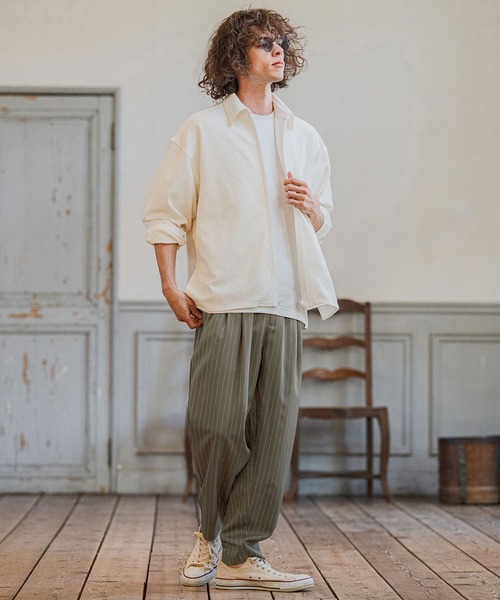 CAMBIO（カンビオ）の「mp14667-Classic Pinstripe Tapered Pants テーパードパンツ(S60326cmb)（スラックス・メンズ・ダークカーキ/ライトグレー/ブラック/グレイッシュベージュ・S/M/L）」の13枚目の写真